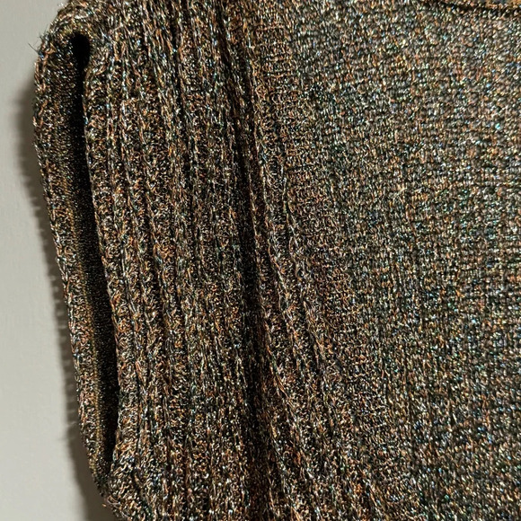 RENEE TENER FOR OUTLANDER Vintage 1970s Metallic Knit Top Deep V Back Size Small - Picture 5 of 9